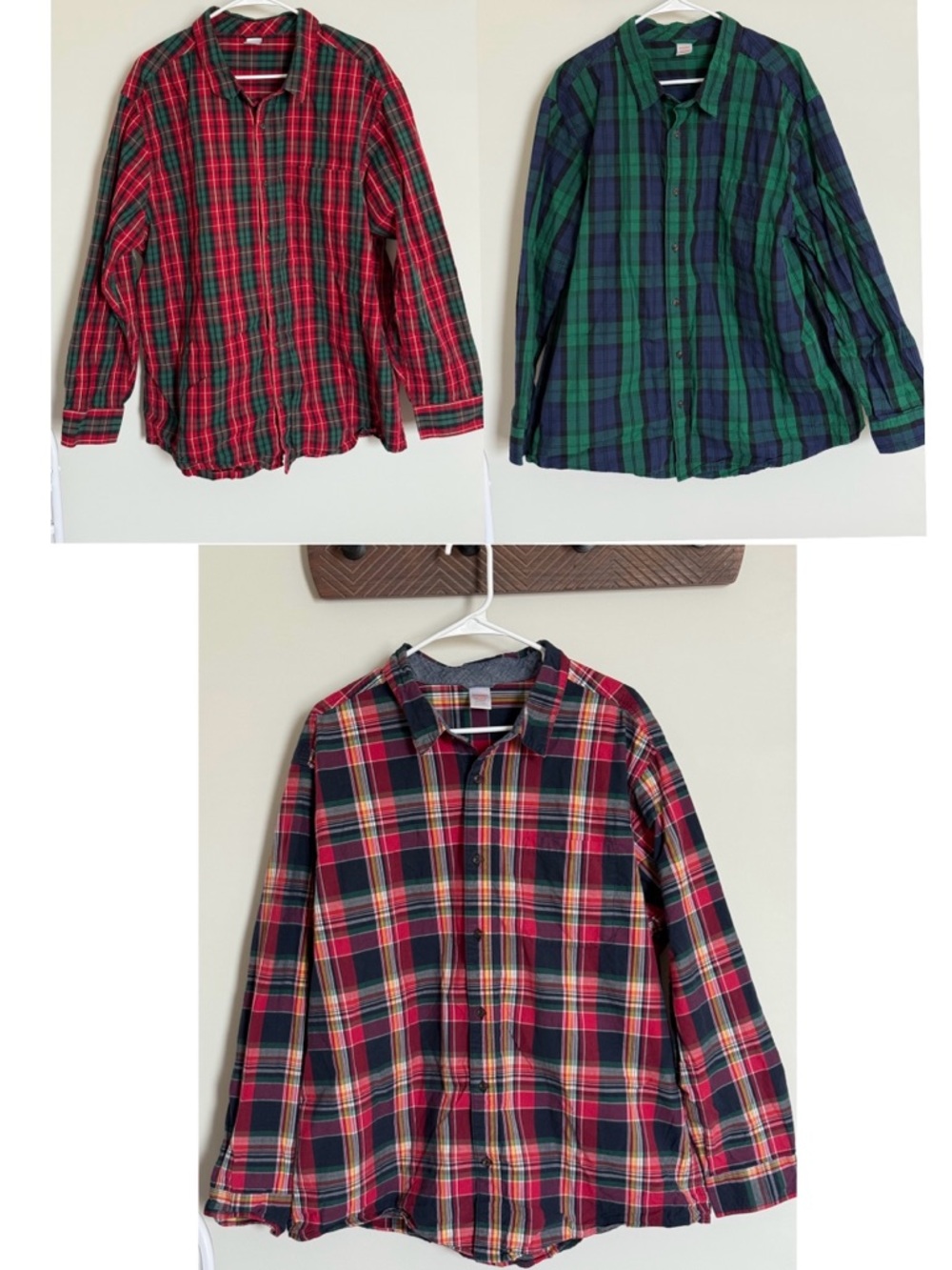 Bundle of 3 Gymboree Matching Family Plaid Button Down Cotton Poplin Shirts XXL